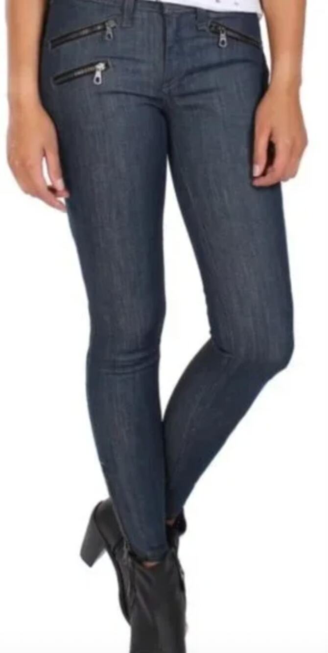 Rag & Bone Zipper Pocket Zip Ankle Dark Blue Moto Skinny Jeans 29